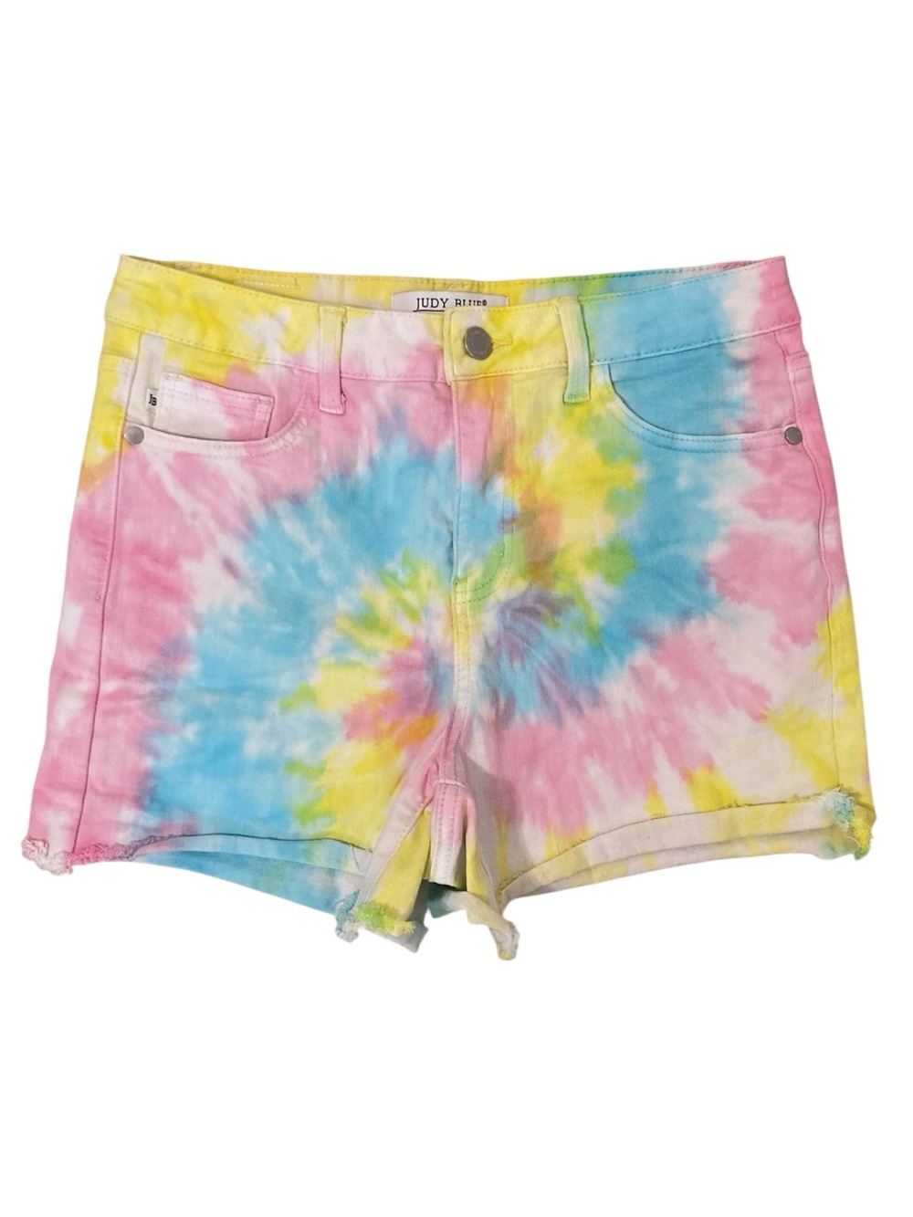 JUDY BLUE Swirl Tie Dye Cut Off Shorts High Waisted M